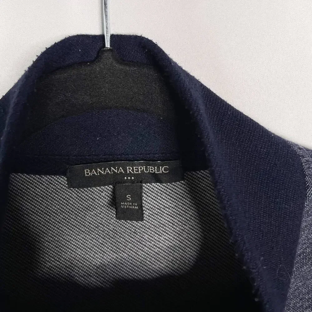 Banana Republic Mens Small S Navy Blue Heathered Full Zip Sweatshirt Pockets